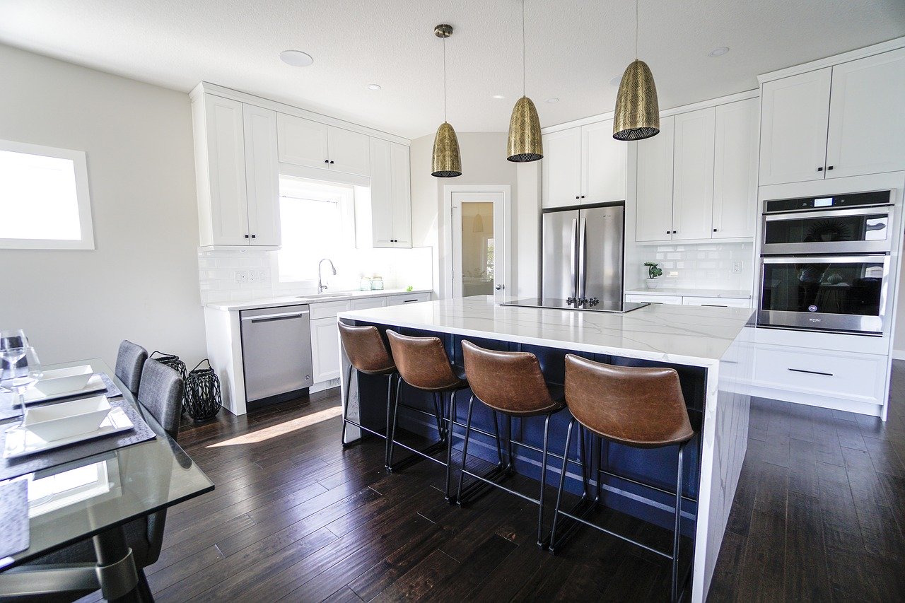 kitchen, bar stools, decor